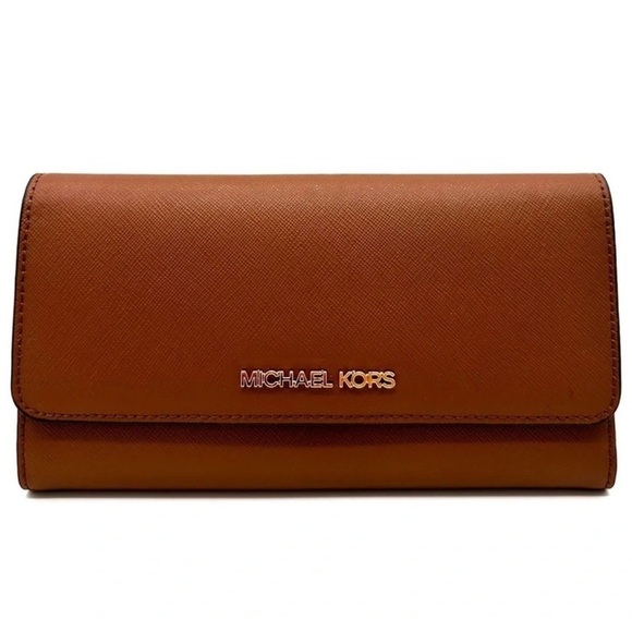 Michael Kors Large trifold Wallet Luggage Brown - Picture 1 of 8